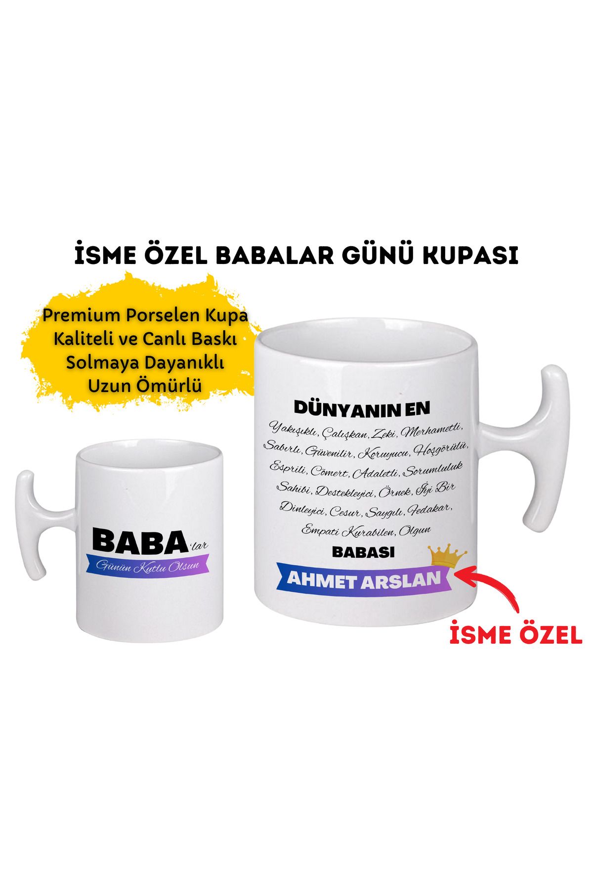 DEKOR HANEM Babalar Günü Temalı İsme Özel Kupa Bardak / Dünyanın En.. Babası
