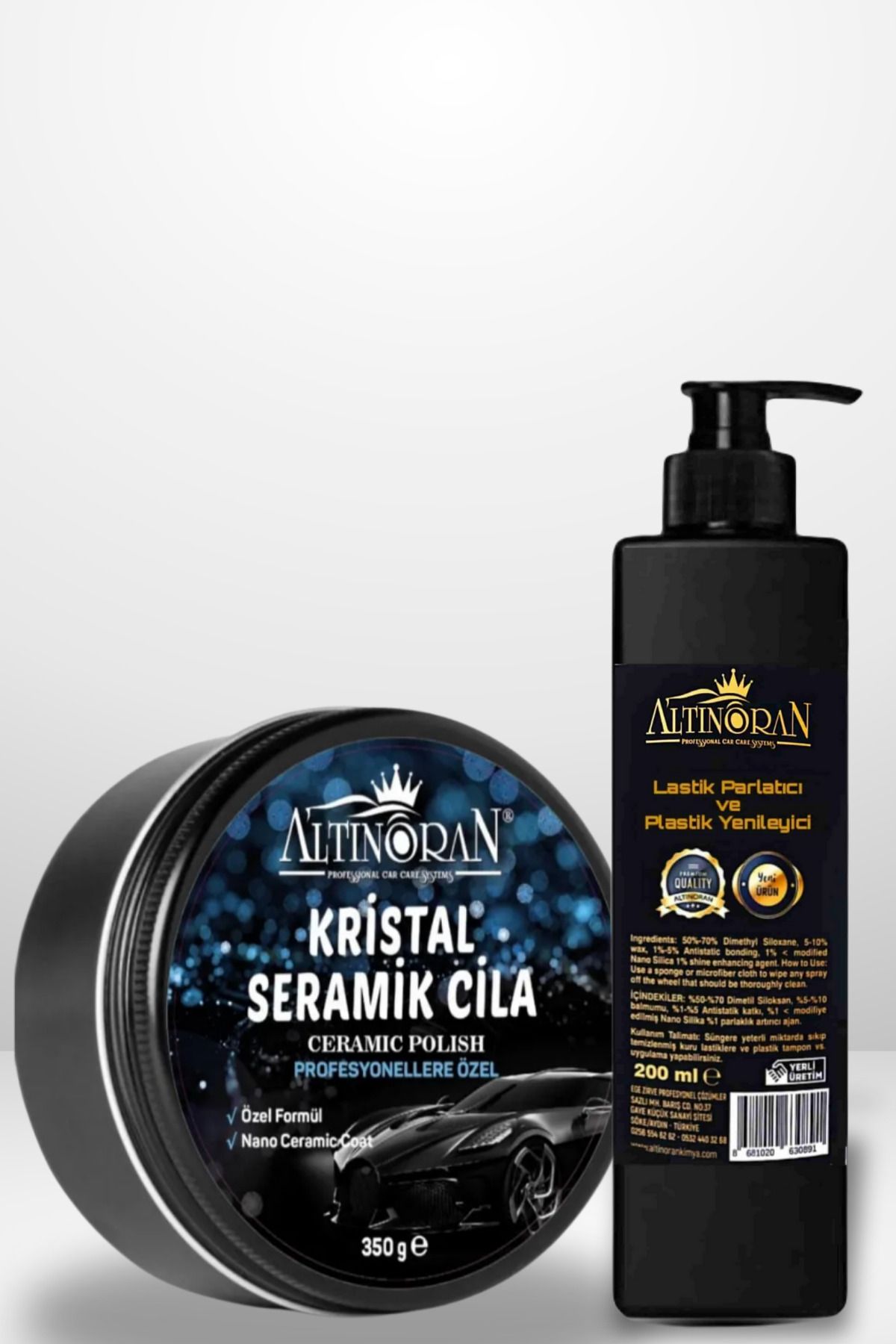 Altınoran Seramik Cila ve Lastik Parlatıcı Seti | Kristal Seramik 350ml + Lastik Parlatıcı Jel 200ml