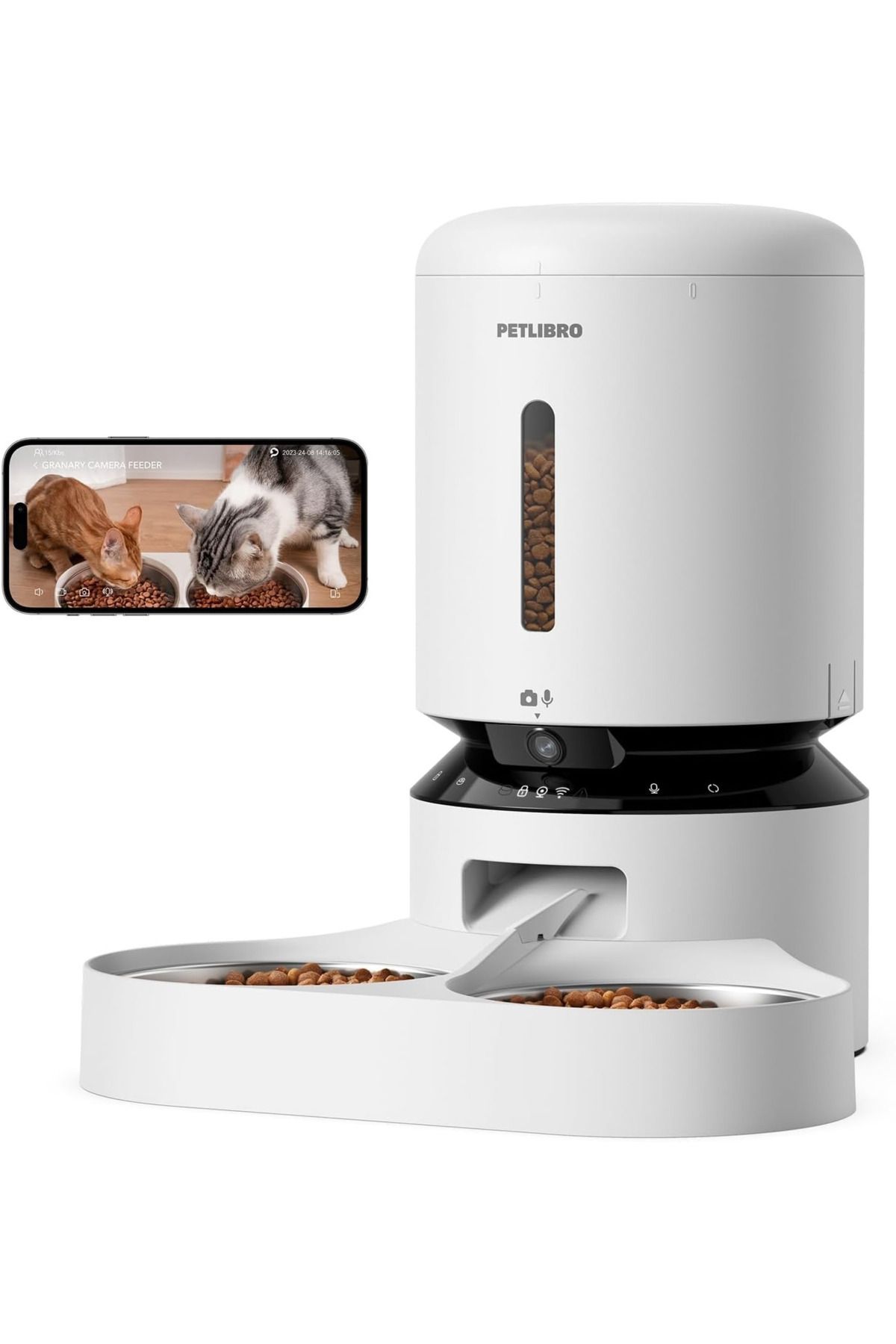 petlibro 5L Akıllı Otomatik Mama Kabı Çift Hazneli, 1080P Kamera