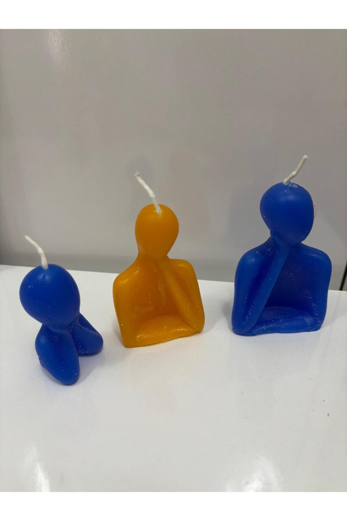 ellobutik Düşünen Aile Mavi Sarı Mum