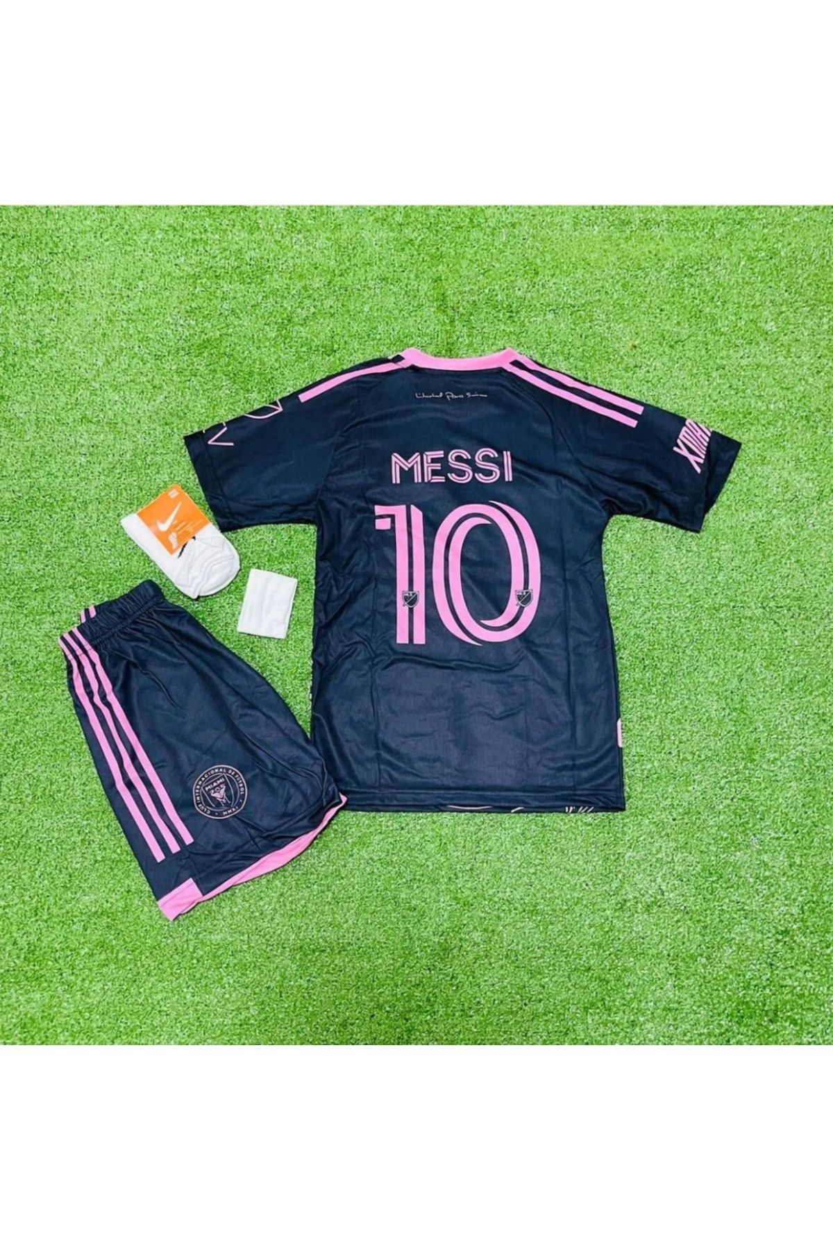 Forma İ.n.t.e.r Miami L.Messi 10 Numaralı Çocuk Alt üst forma Çoraplı Siyah Takım