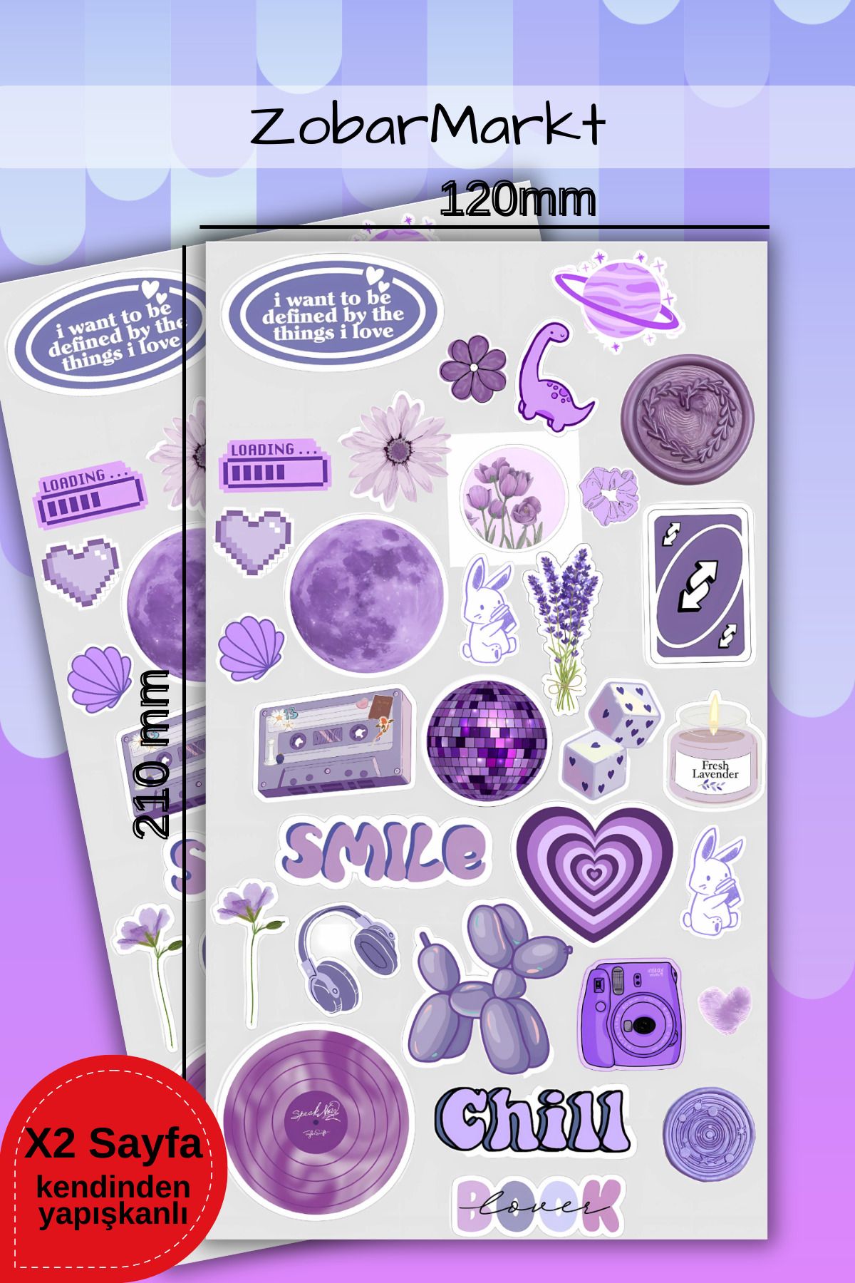 ZobarMarkt ONLINE MARKETING Lilac Chill Sticker Set (bullet journal- ajanda - laptop)