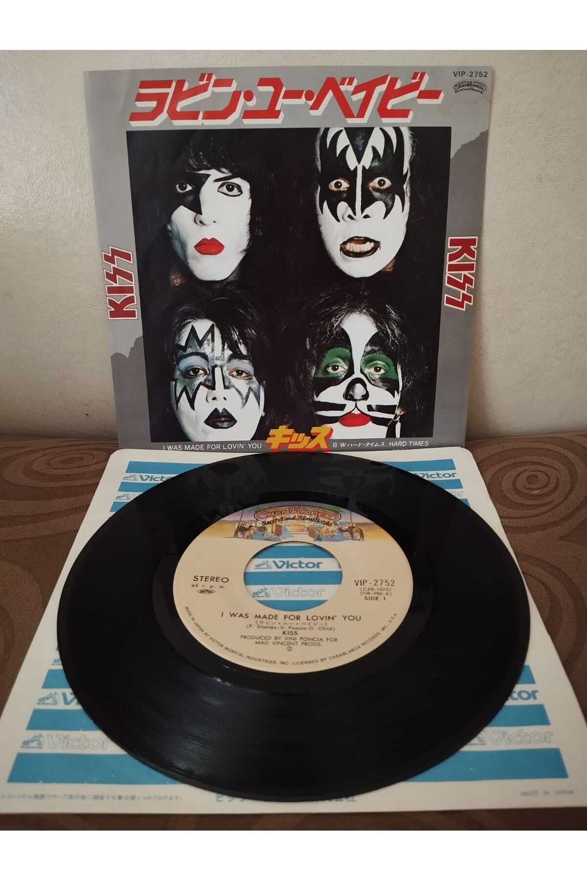 Plakperest Kiss – I Was Made For Lovin’ You / Hard Times - 1979 Japonya Basım 45lik Plak-2.El