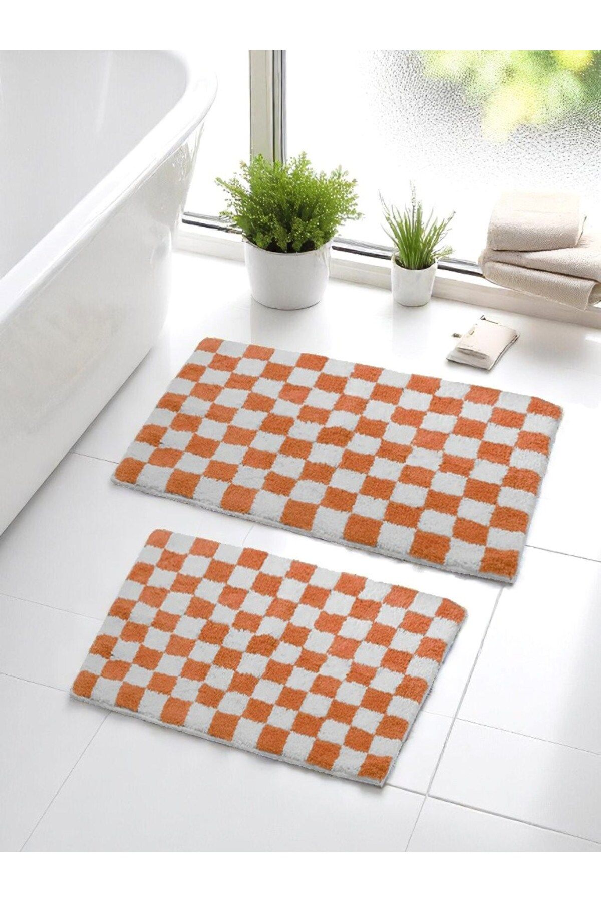 EUROBANO Chess 2'li Banyo Paspası Kaymaz Taban 60x100-60x50