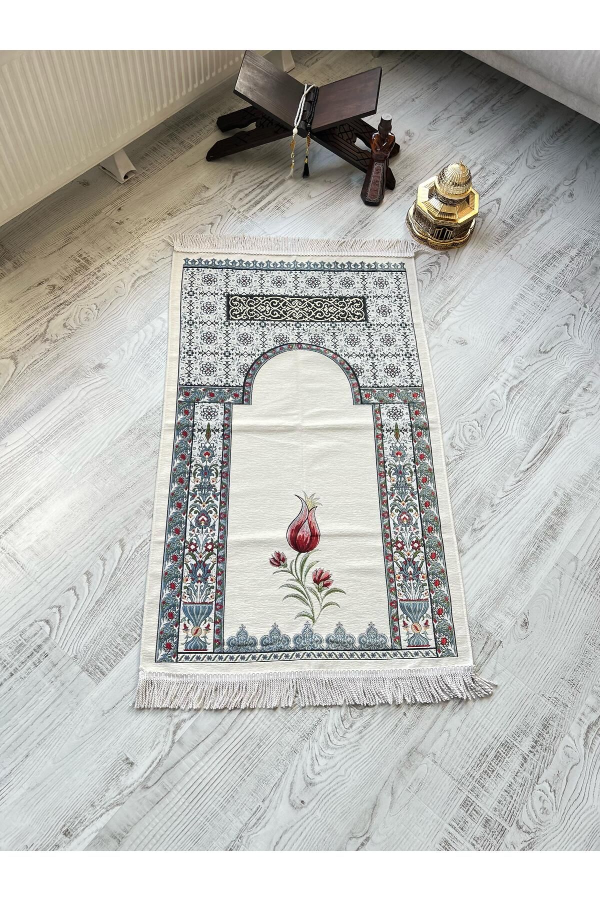 hicazavm Kaliteli Dokuma Burgu Püsküllü Dua İbadet Namaz Seccadesi