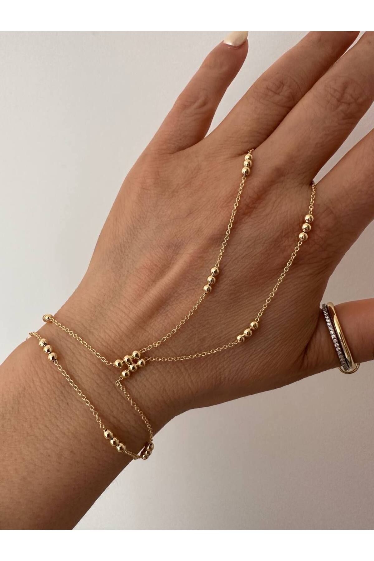 Esmeray Aksesuar Gold Renk Rodyum Kaplama Topçuk Detaylı Şahmeran Bileklik