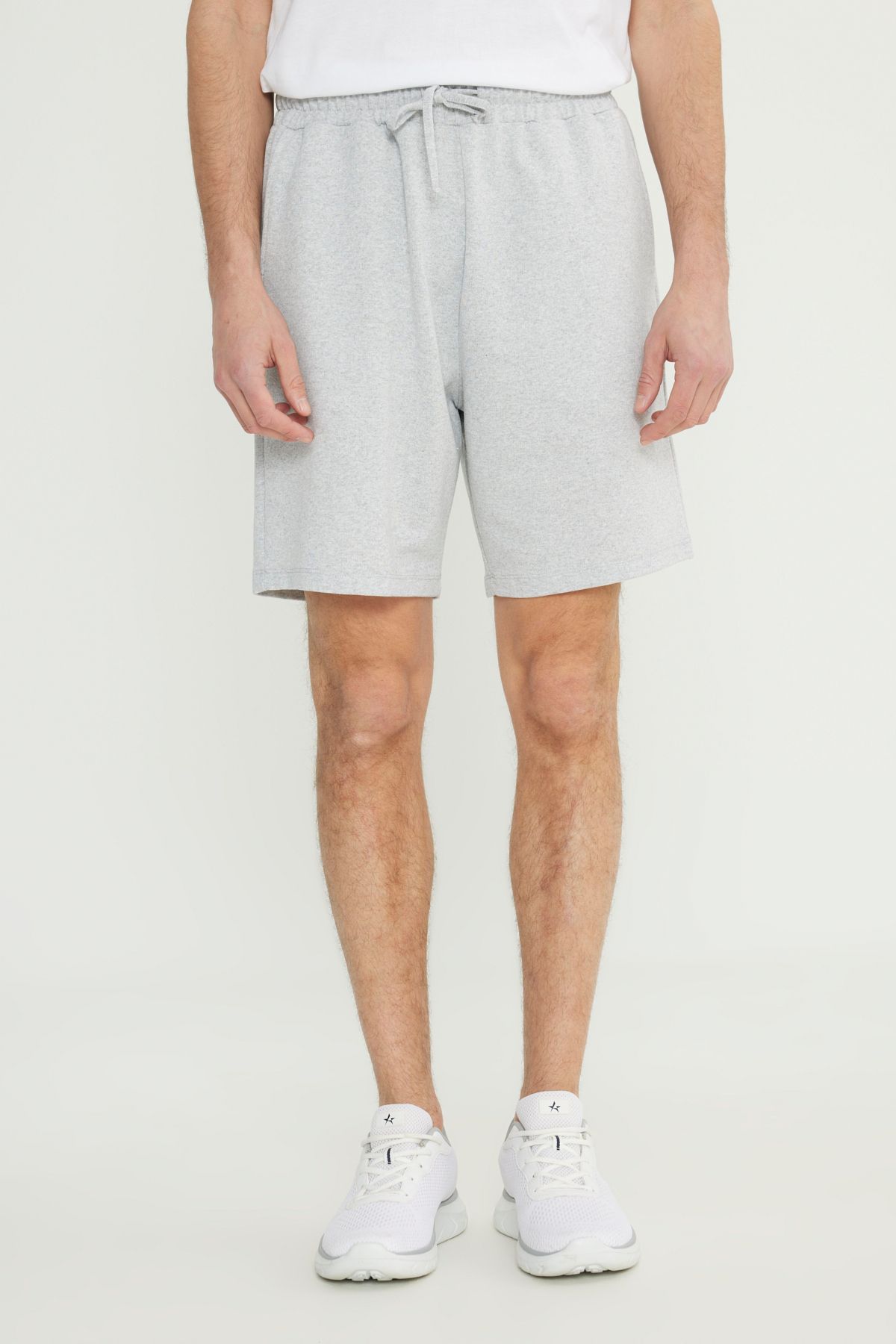 ACTIVE MODA Erkek Gri Melanj Standart Fit Normal Kesim 2 İplik Cepli Recycle Pamuklu Örme Şort