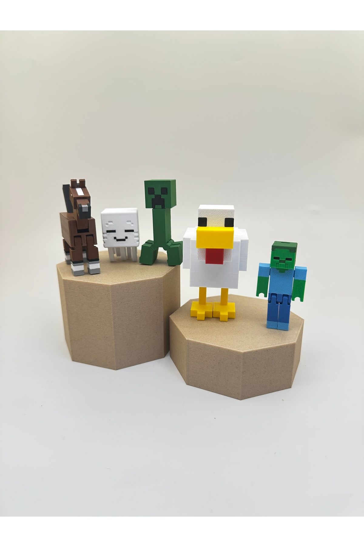 fyne Minecraft Figür Oyuncak Seti Grup1 | Creeper | Mutlu Ghast | At | Tavuk | Zombi | 6-9cm