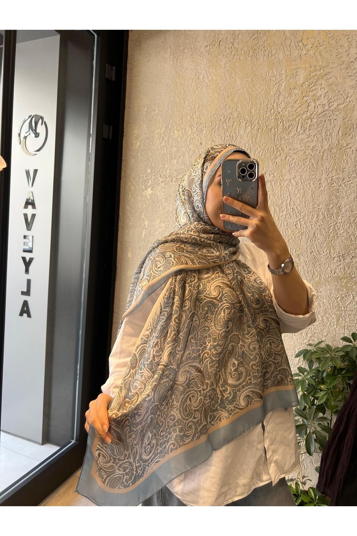 Vaveyla MİNT YEŞİLİ ETNİK DESENLİ ŞAL