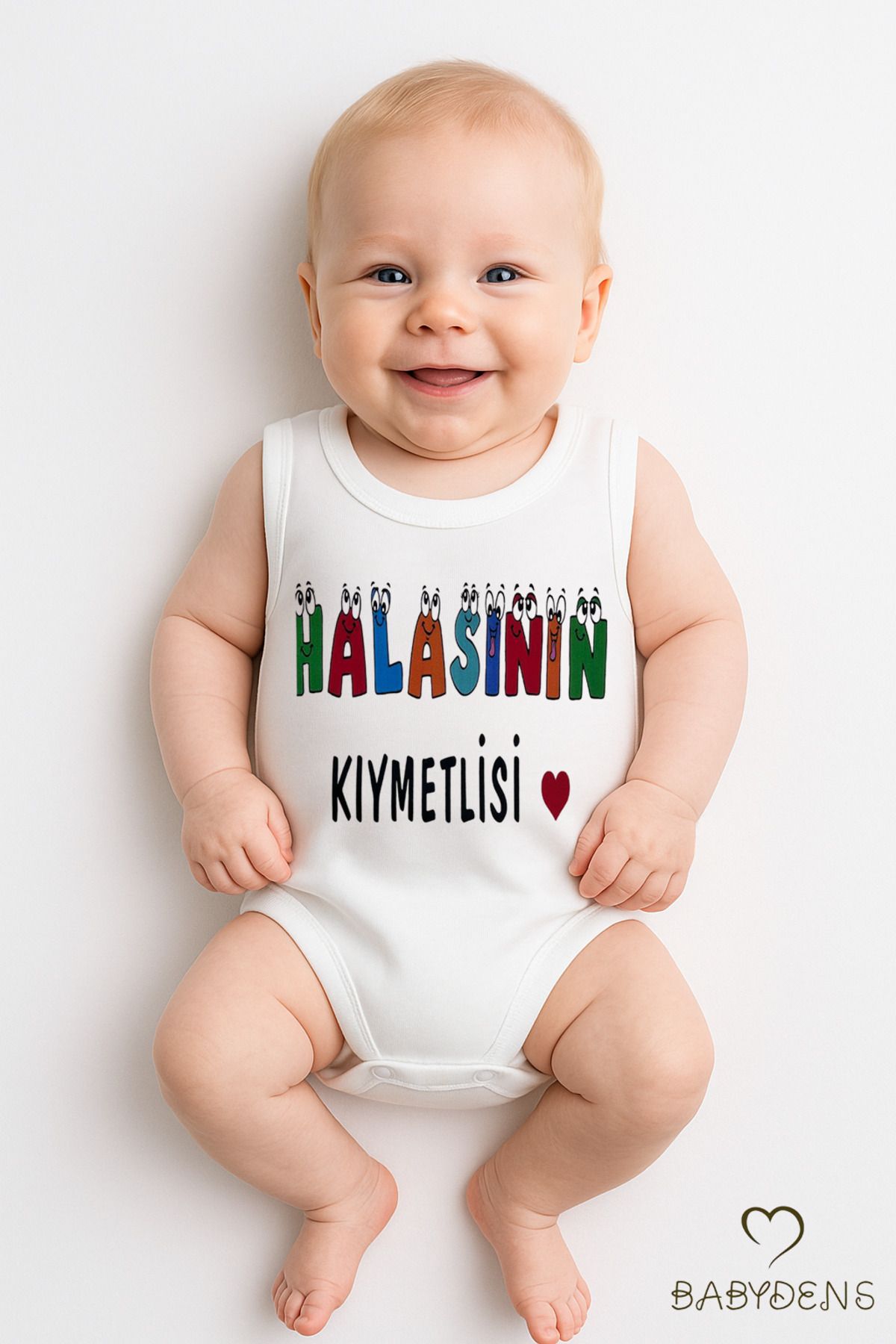 BABYDEN'S Halasının Kıymetlisi Yazılı Kolsuz Bebek Body – %100 Pamuk Eğlenceli Yazlık Zıbın Body Tulum 03-24Ay