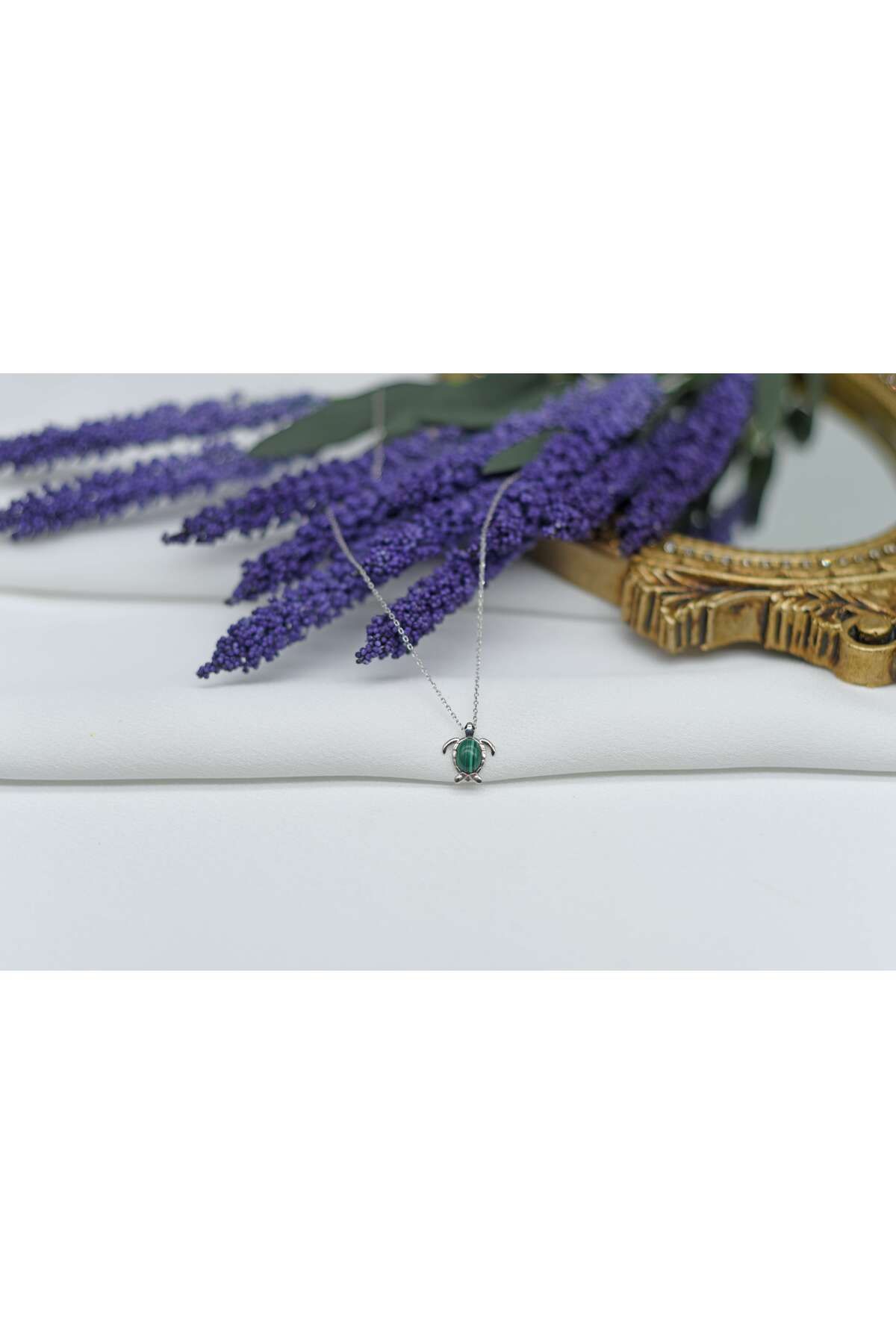 Ocean Silver & Jewelry Malahit Taşlı Kaplumbağa Gümüş Kolye