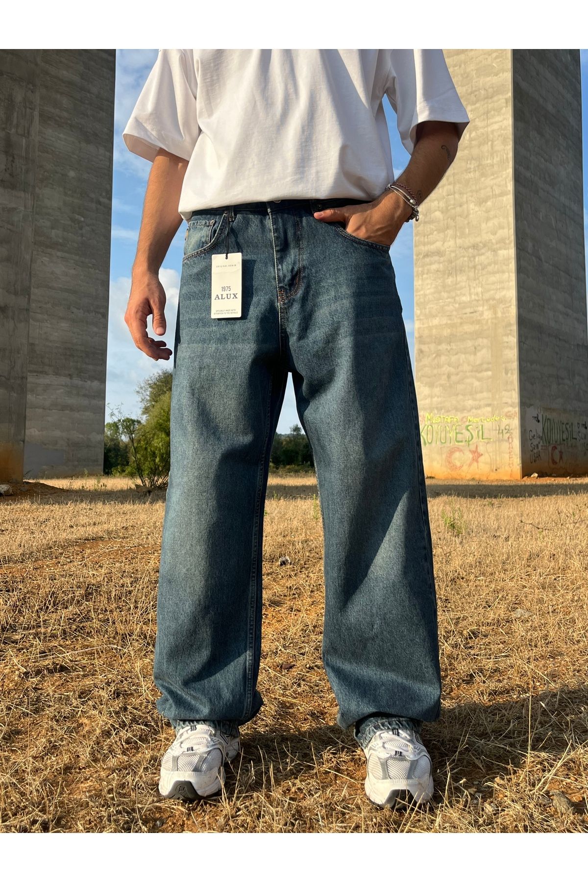 ATE WEAR Alux Basic Mavi Baggy Kot Jean