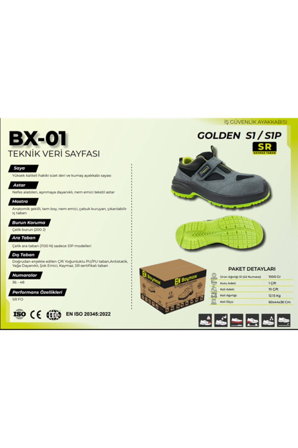 Bx-01 S1 P Deri Çelik Burun Taban Korumalı Iş Ayakkabısı Yazlık Inşaat Iş Güvenlik Ayakkabısı - 3