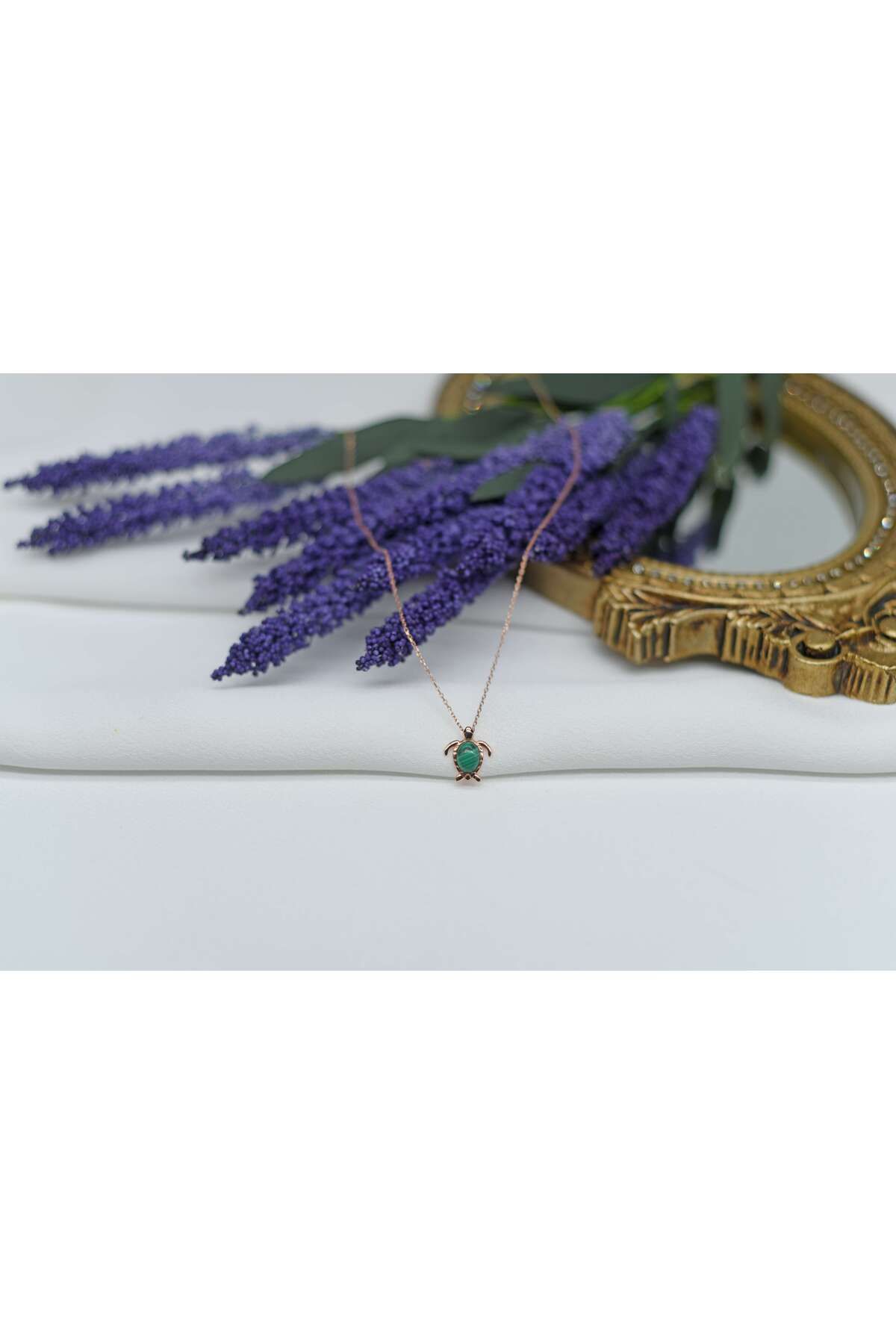 Ocean Silver & Jewelry Malahit Taşlı Kaplumbağa Gümüş Kolye