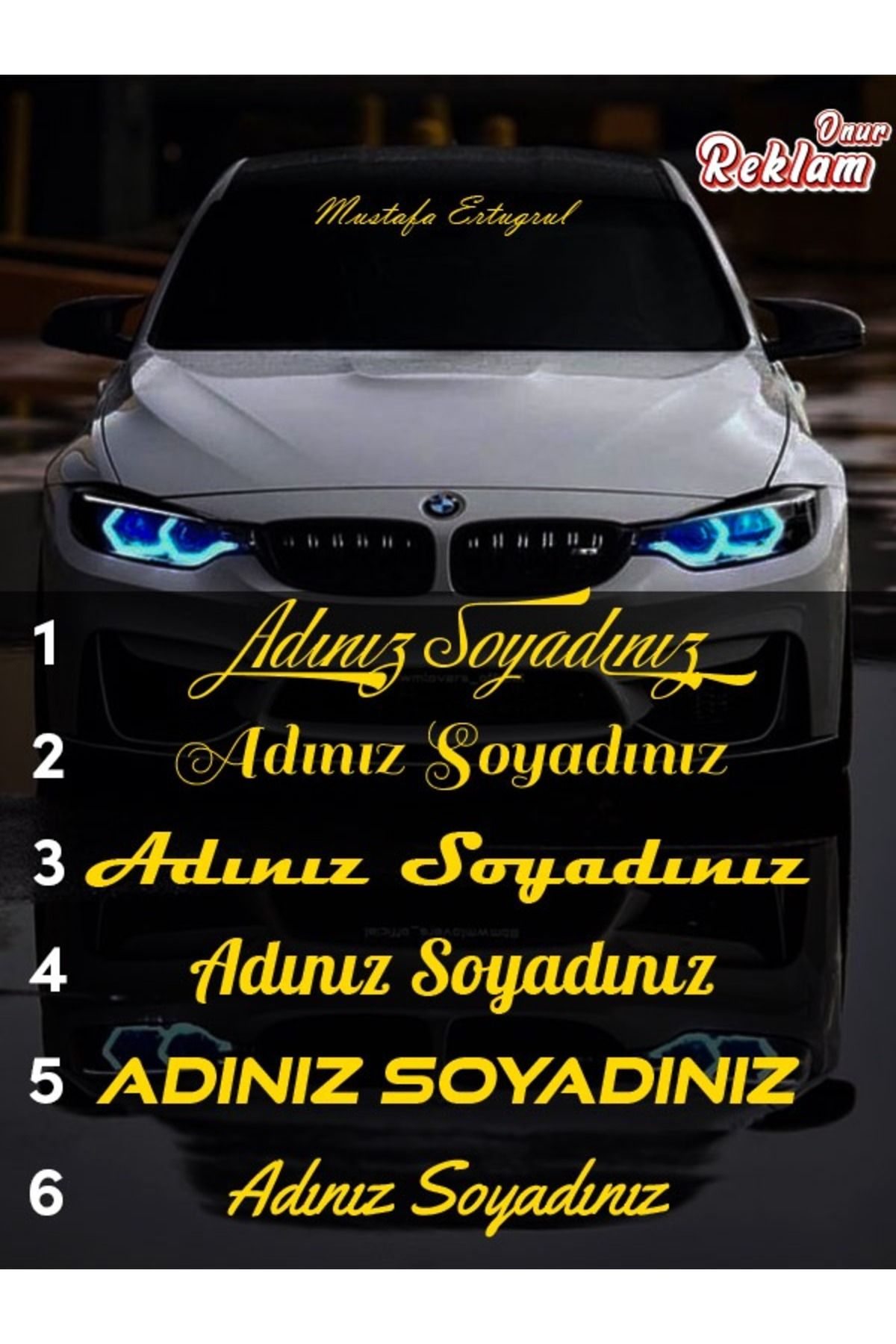 onurreklamonline Kişiye Özel İsimli Cam Yazısı Sticker