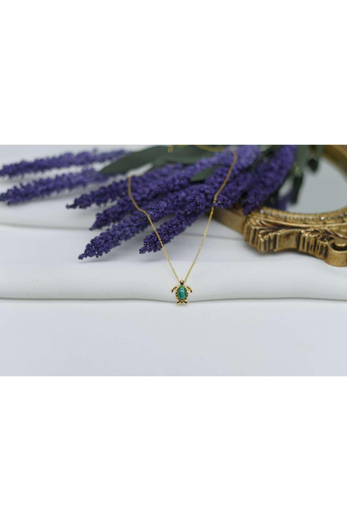 Ocean Silver & Jewelry Malahit Taşlı Kaplumbağa Gümüş Kolye