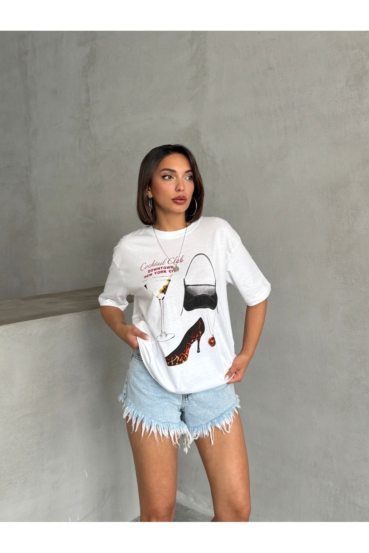Miss Prova Baskı Detaylı Salaş Basic T-Shirt MISSTS3619