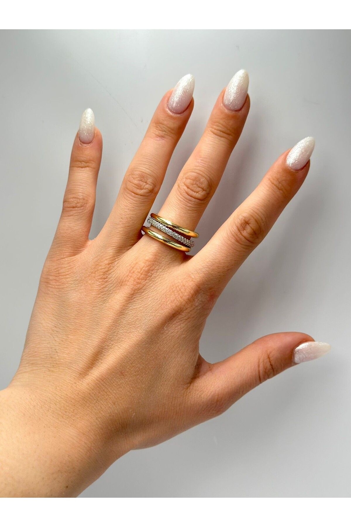 MyladyAccessoriess Çift Renk Detay Set Çelik Yüzük