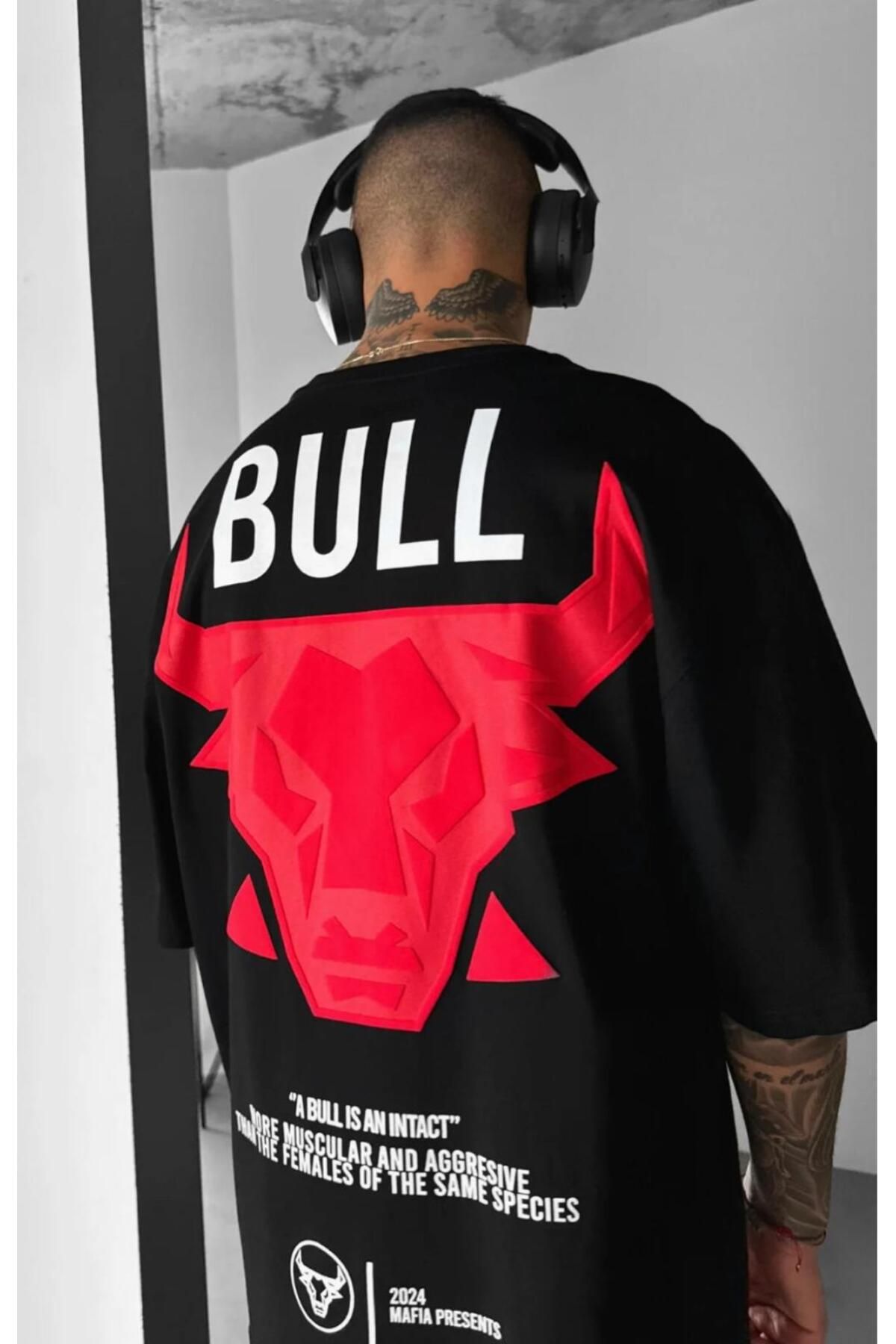 NOVELYA - ERKEK BULL BASKILI PAMUKLU TSHİRT