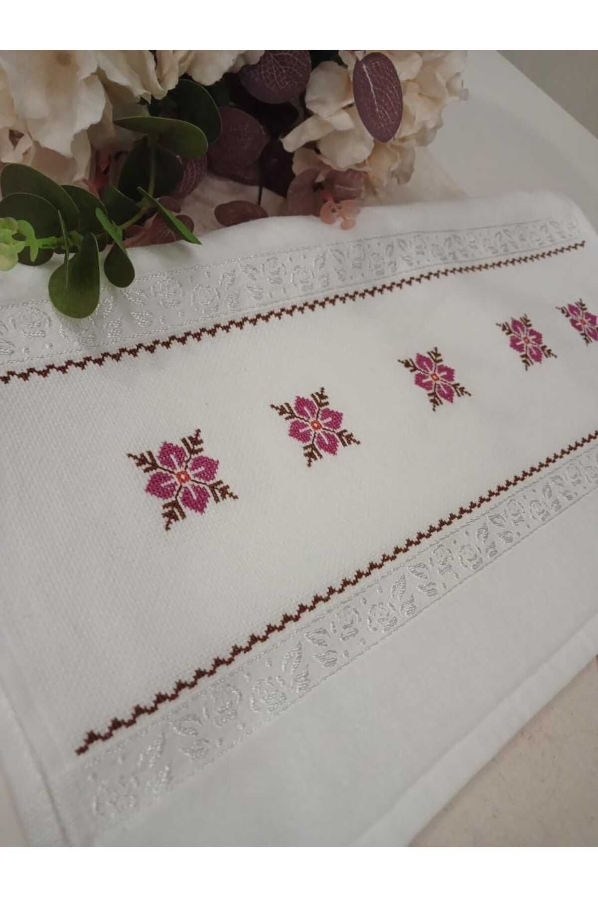Peacock El İşi Kanaviçe Nakışlı Havlu , El Yapımı , Çeyizlik 50x90
