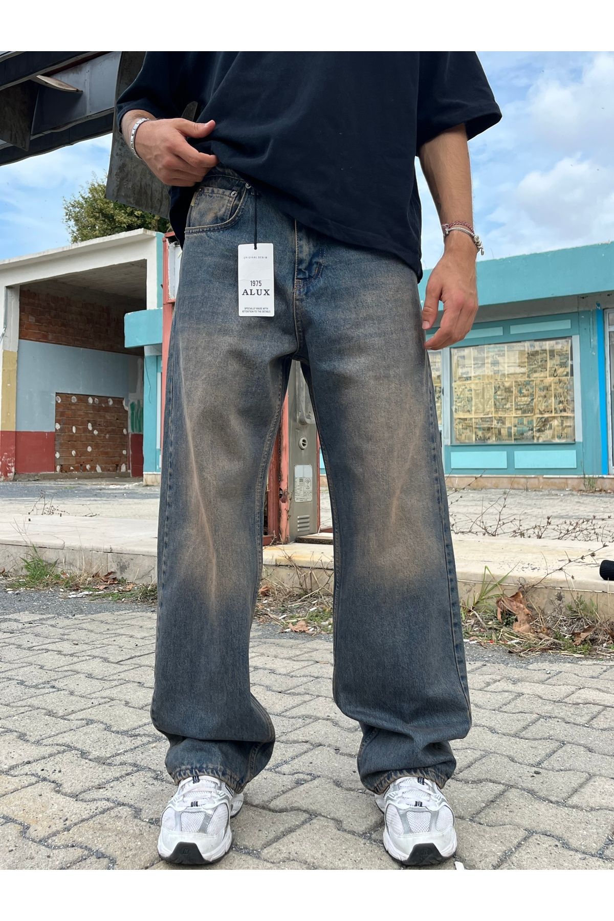 ATE WEAR Alux Kahve Detay Baggy Kot Jean