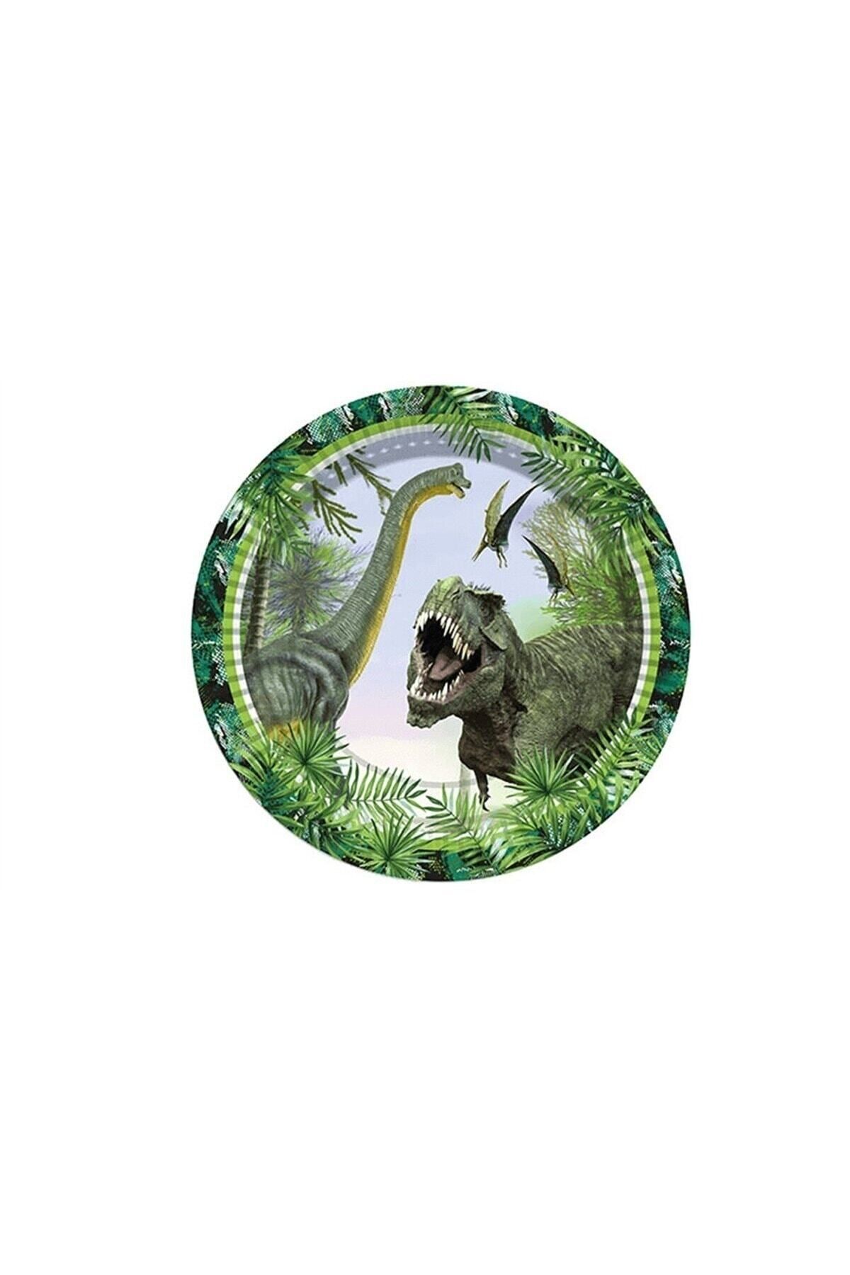 BalonEvi Vahşi Jurassik Parti, 8 adet Karton Tabak, 18 cm Dinozor Tabak Dinazor Tabak Set