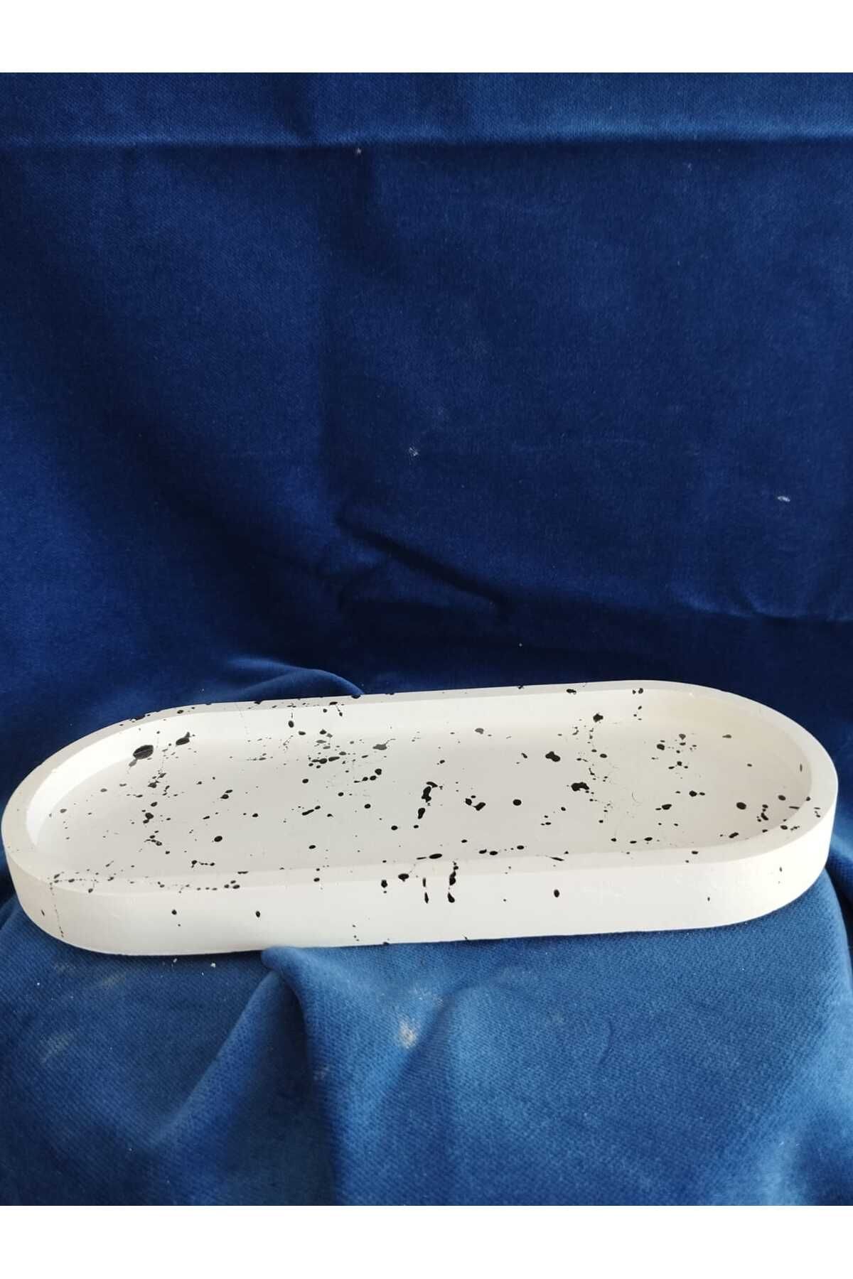 DecorWiz Mermer Desenli Beyaz Dekoratif Tepsi