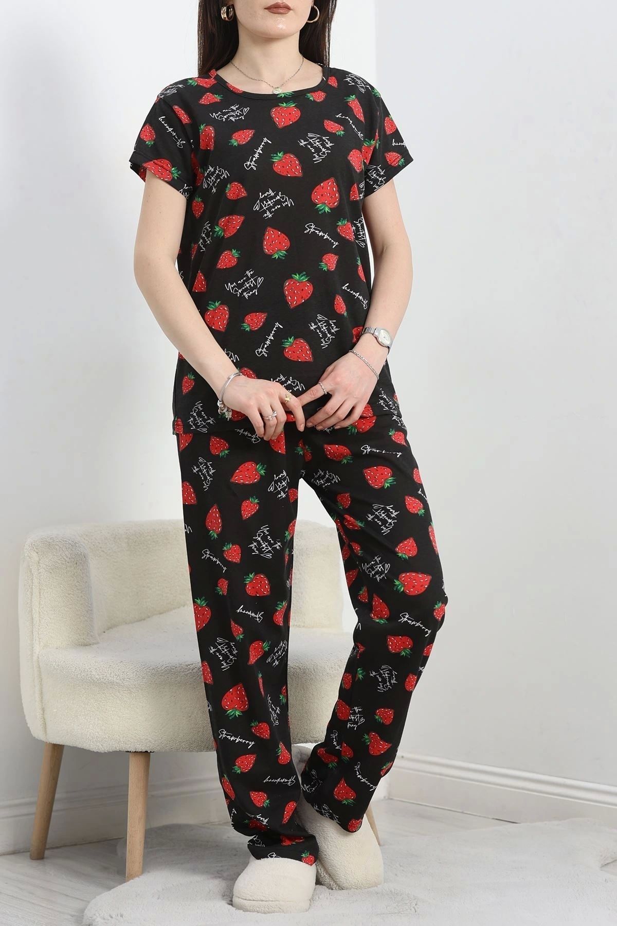 OurStyles Alt Üst Aynı Pijama Takımı Siyahçilek - 50079.1857.