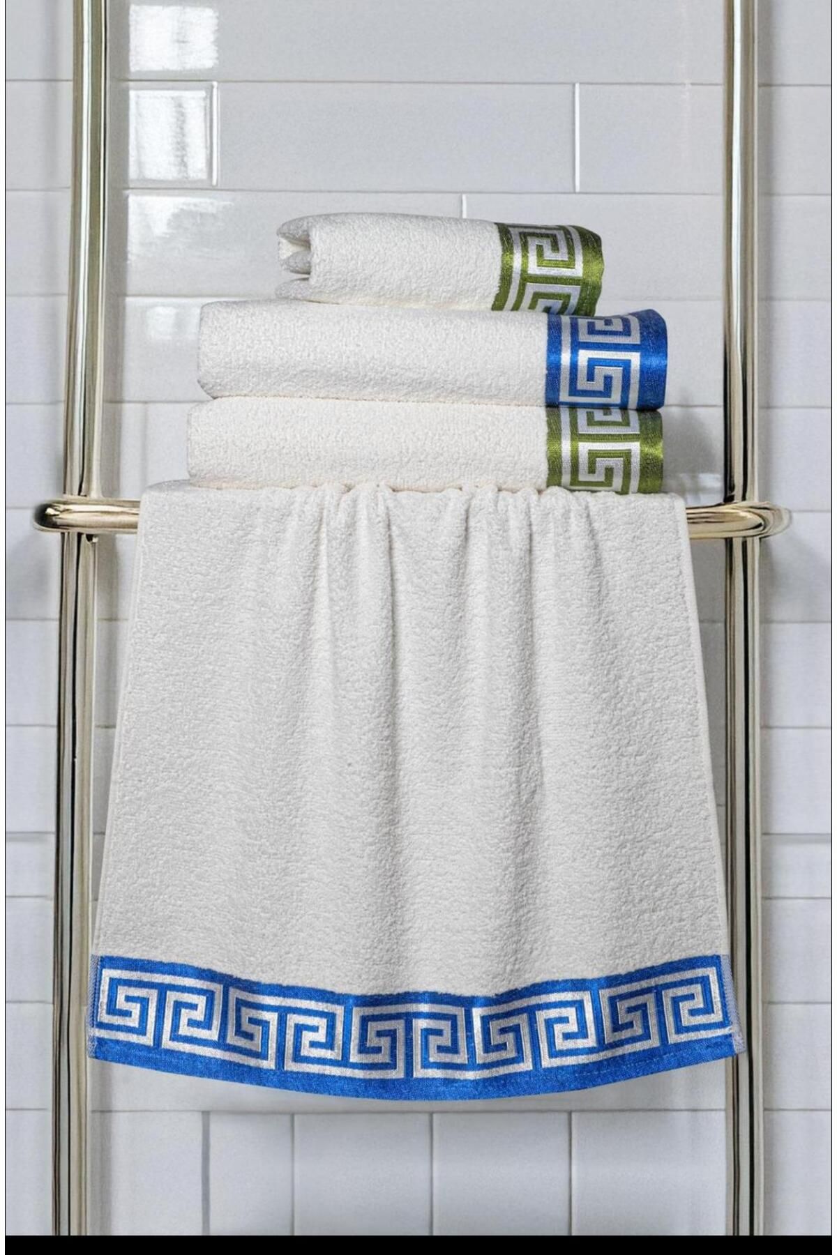 d'niss home touch of nature in your home 4'lü Grek Desen Banyo Seti 50*90-70*140