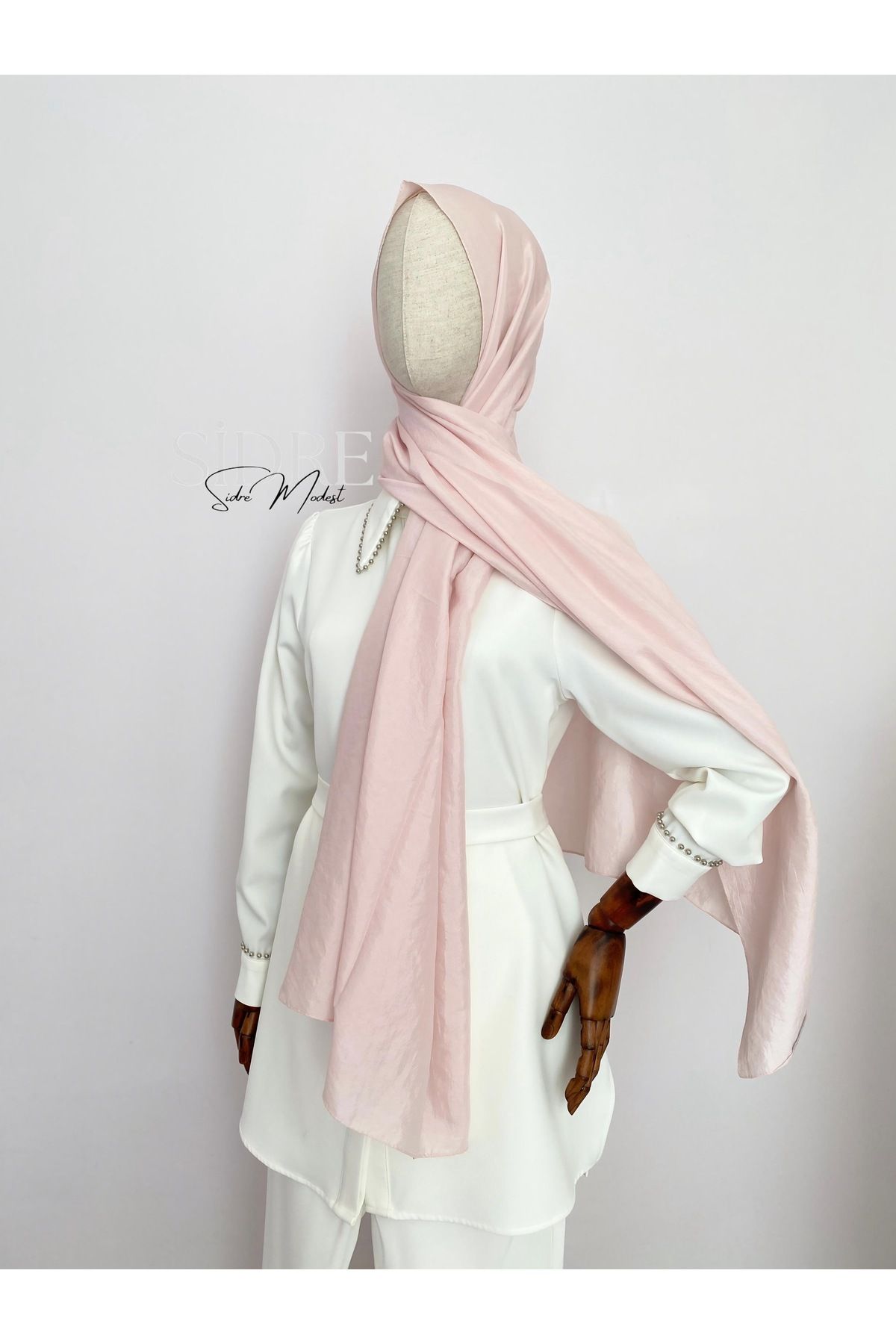 SİDRE MODEST Minel Hafif Pembe Şal