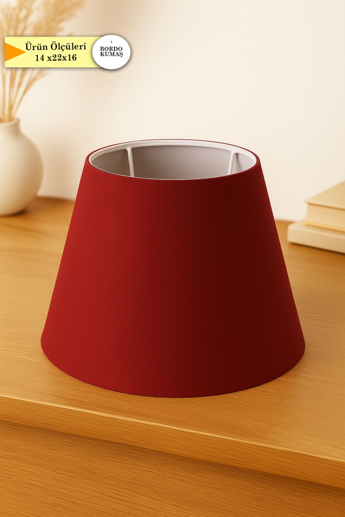 Eslight Bordo Kumaş Abajur Başlığı 22 cm T29
