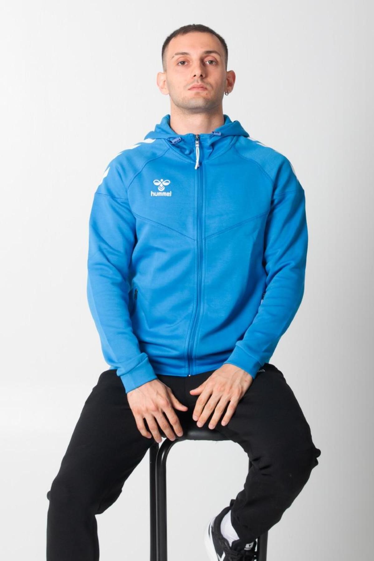hummel Armin Pro Pamuklu Sweatshirt Saks Mavi