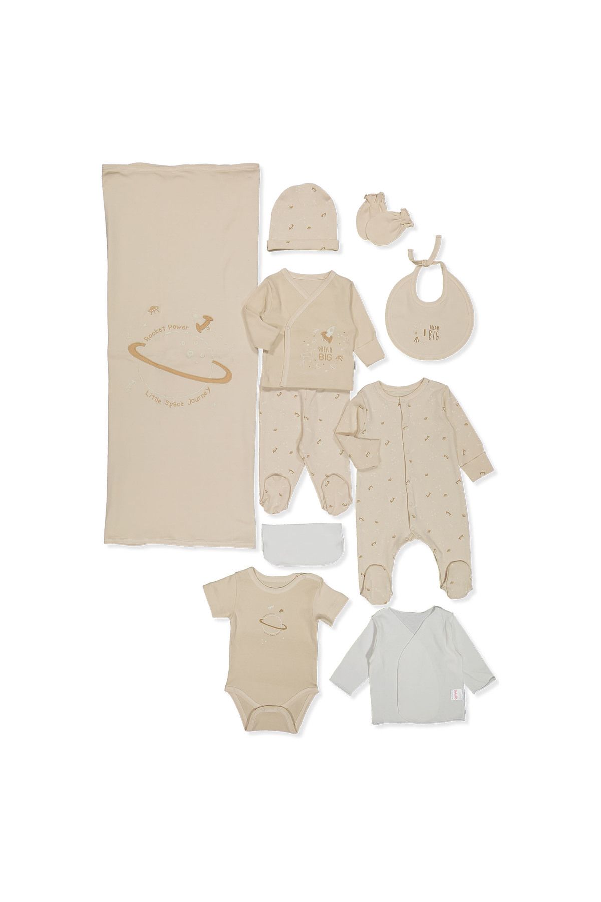 Bebetto İNTERLOK ZIBIN SET 10LU (DREAM BIG) Z1005 BEJ 0-3M/62CM