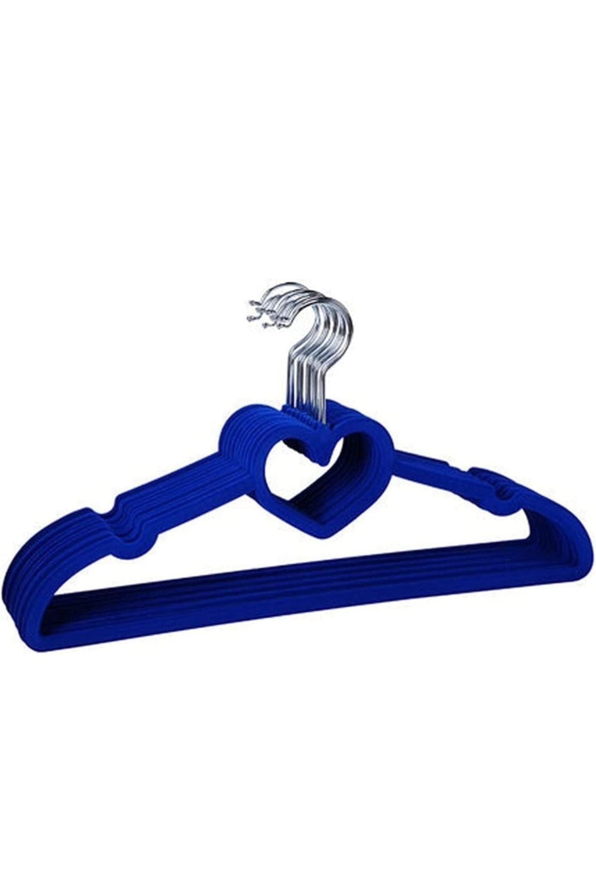 MyBalliStore KALP DETAYLI KADİFE ELBİSE DOLAP ASKISI 5'li(saks mavi)