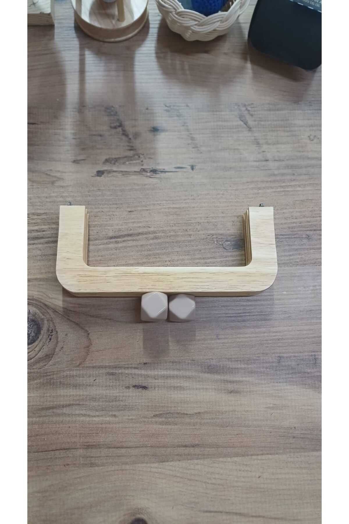 KAR KÜRESİ Çanta Aksesuar 20 Cm Açık Renk Oval Ahşap Burs Bej Renk Toplu