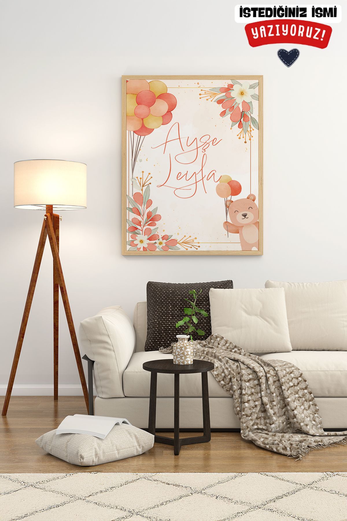 Artavessa Gerçek Ahşap Çerçeveli Kişiye Özel (GÖNDERDİĞİNİZ İSMİ YAZIYORUZ) Mdf Tablo 33x48 Cm - Model 5
