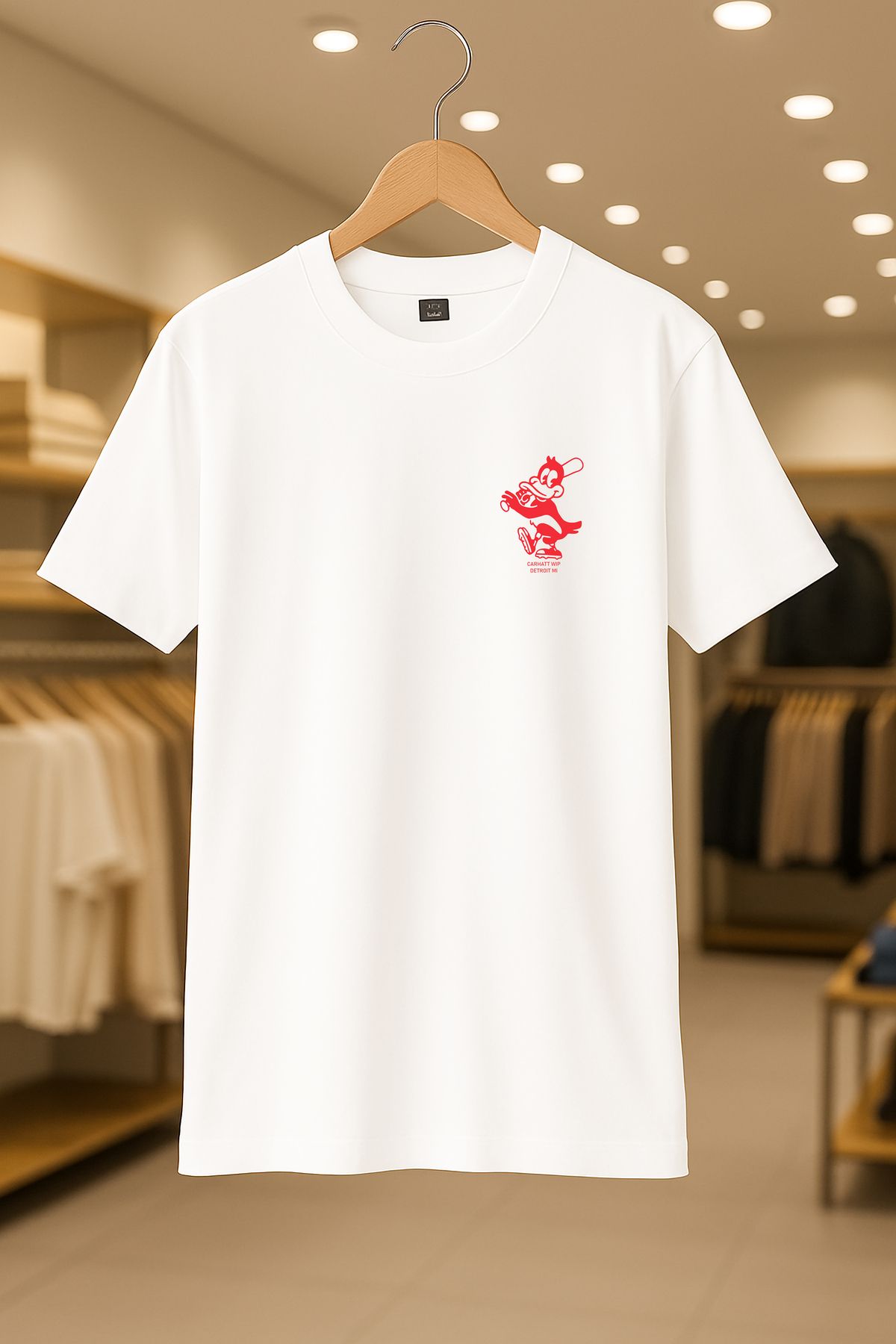 SELF CONTROL Carhatt WIP Baskılı Oversize Unisex %100 Pamuklu Nefes Alan Kalin Kumaşlı T-Shirt