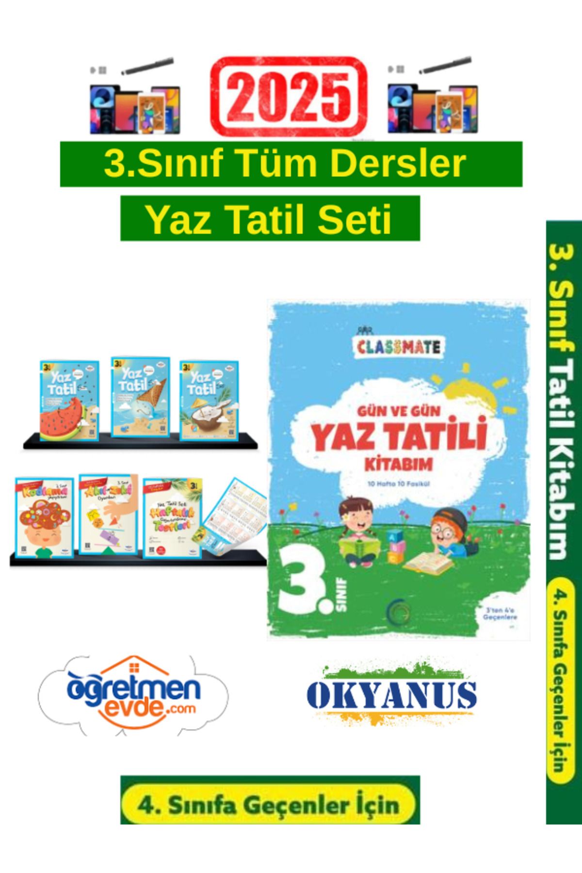 Bilfen Yayıncılık Öğretmen Evde 3.Sınıf Yaz Tatil Seti+Okyanus 3.Sınıf Gün Gün Yaz Tatil Seti+Android Kalem
