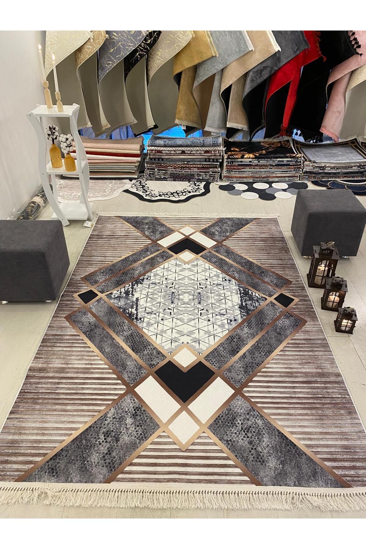 Home Dijital Baskılı Halı Modern Desen Kaymaz Taban Makinede Yıkanabilir Salon Mutfak Halısı