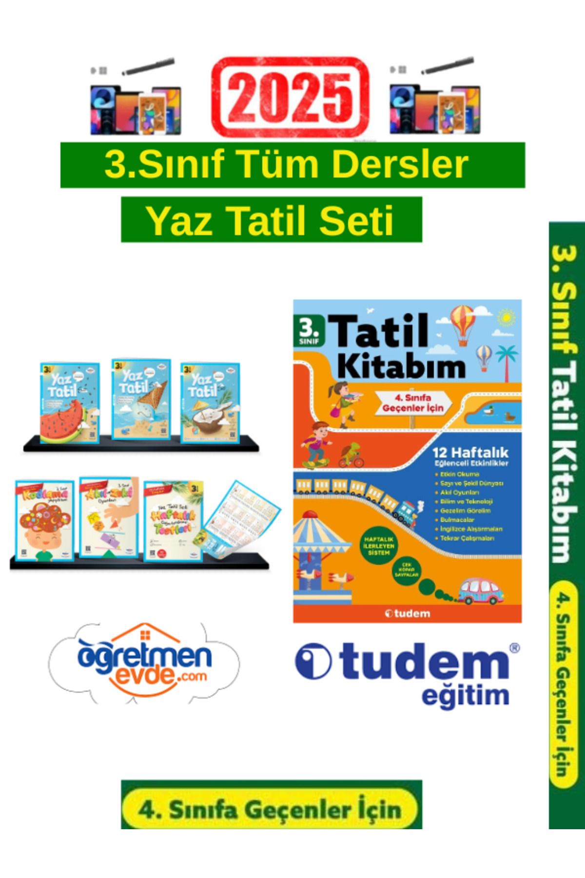 Bilfen Yayıncılık Öğretmen Evde 3.Sınıf Yaz Tatil Seti+Tudem 3.Sınıf 12 Haftalık Yaz Tatil Seti+Android Kalem