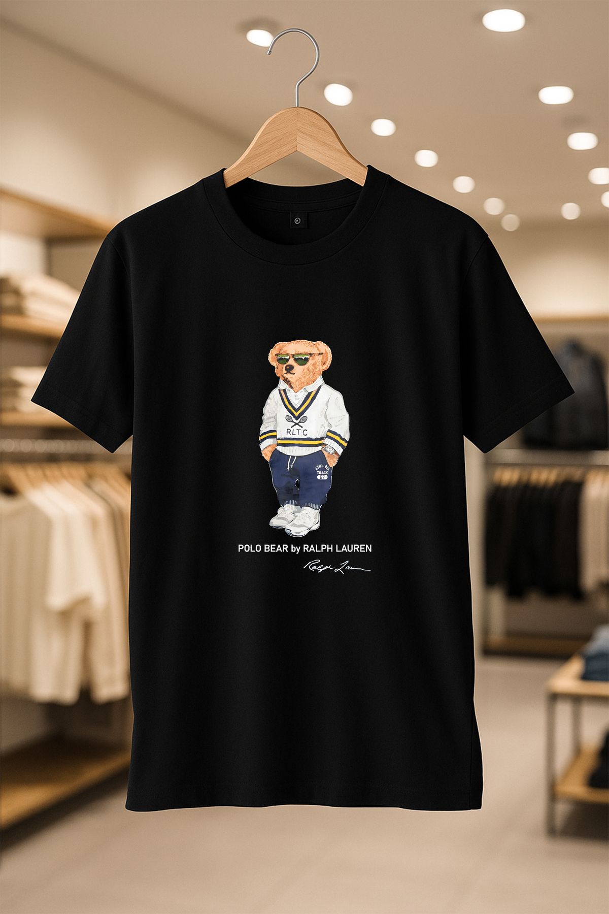 C&C OKULCUNUZ Polo Bear Ralph Baskılı Oversize Unisex %100 Pamuklu Nefes Alan Kalin Kumaşlı T-Shirt