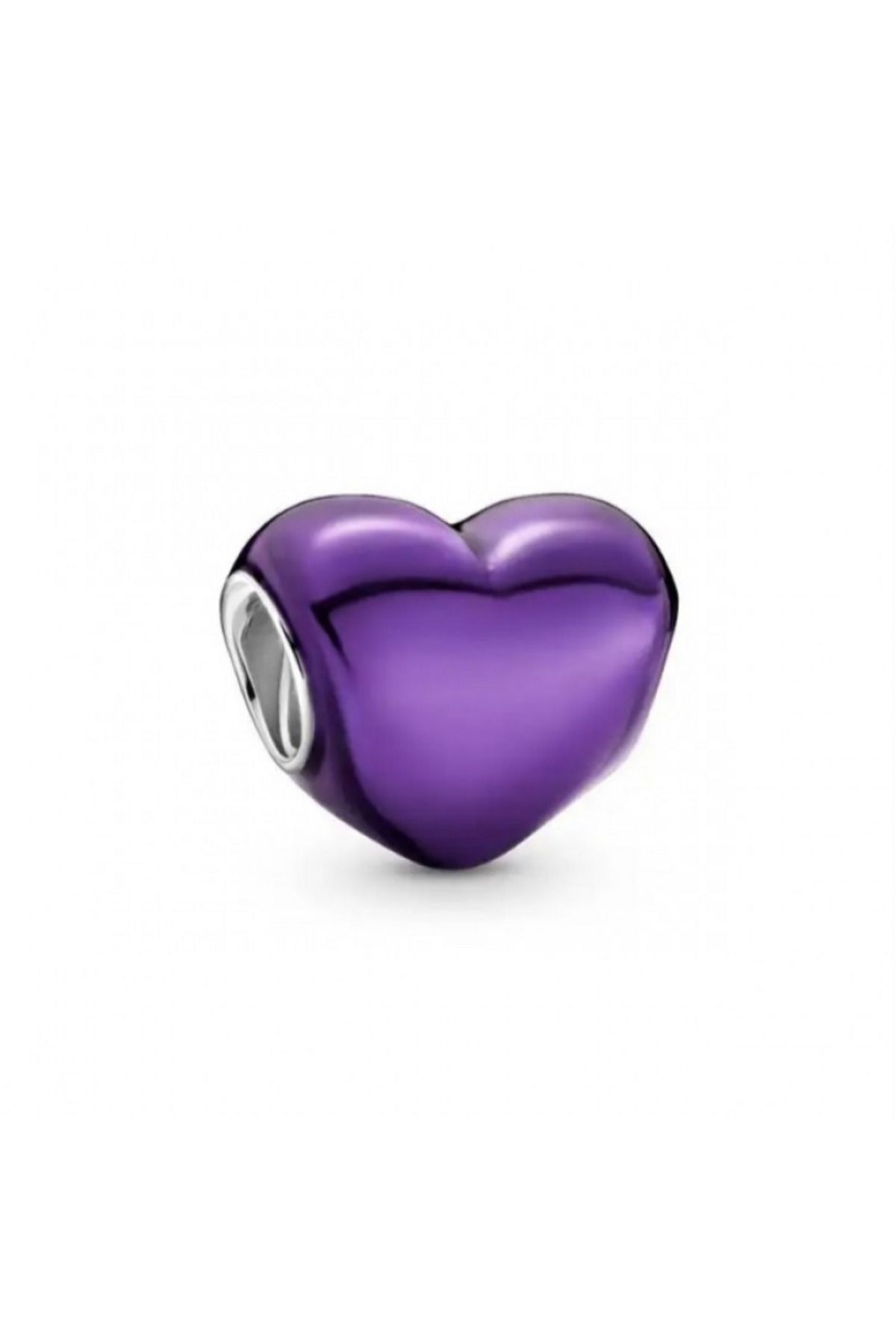Violet Takı 925 Ayar Gümüş Metalık Mor Kalp Charm
