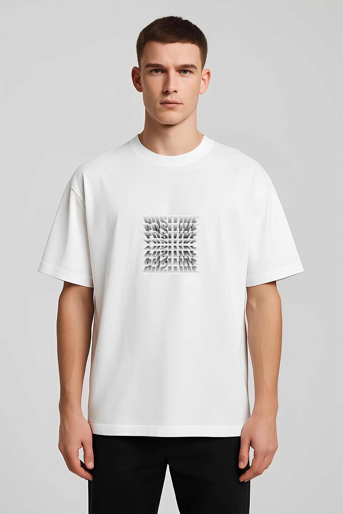 MODA Unisex Oversize Kalıp Positive Baskılı T-Shirt