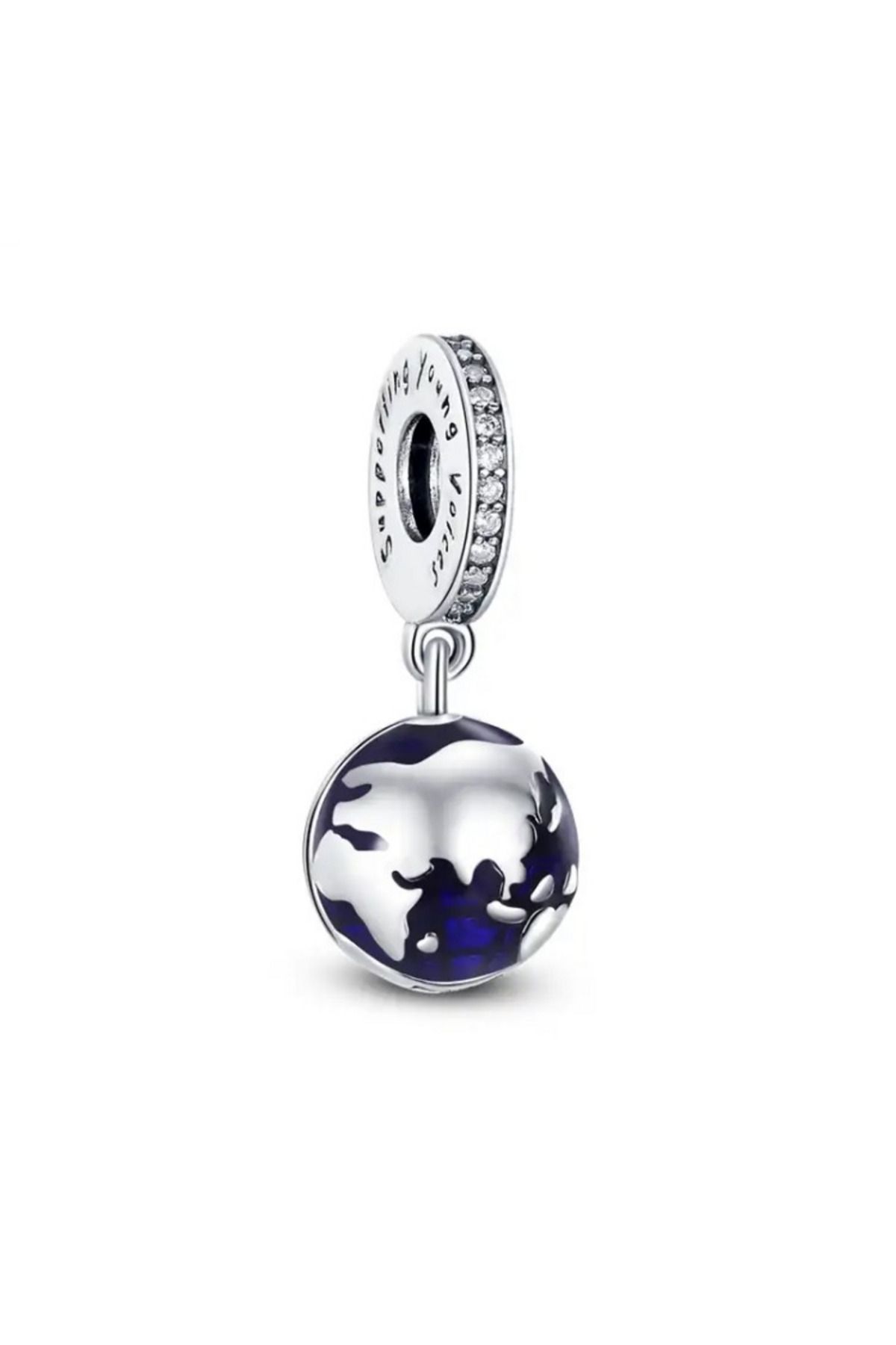 Violet Takı Minik Kalpli Sallantılı Dünya Charm