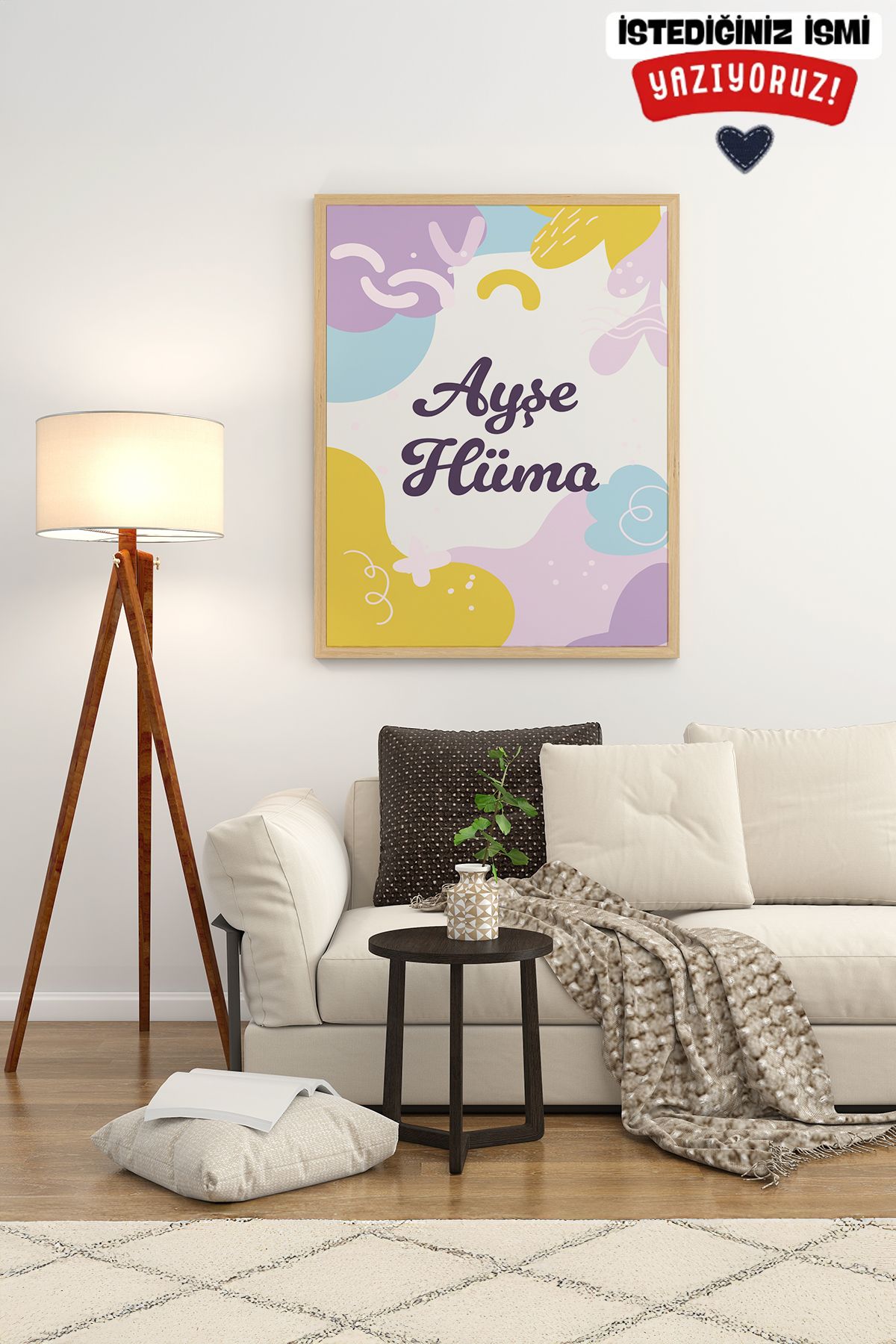 Artavessa Gerçek Ahşap Çerçeveli Kişiye Özel (GÖNDERDİĞİNİZ İSMİ YAZIYORUZ) Mdf Tablo 33x48 Cm - Model 3