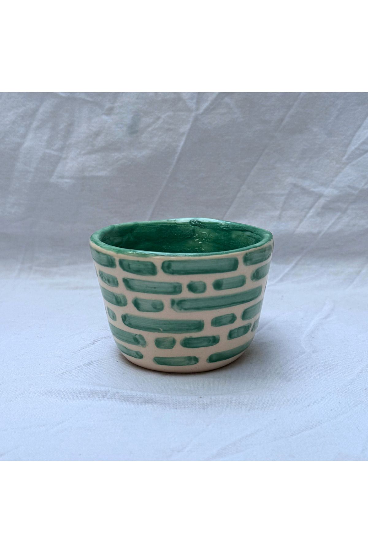 archeceramic Arche Ceramic El Yapmı Seramik Kupa - Sade - Yeşil - 175 ml - Tekli