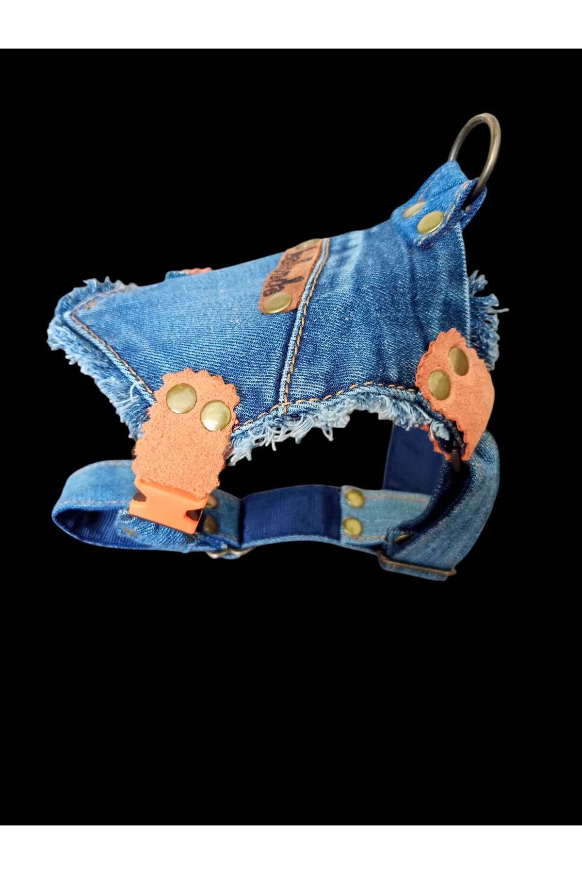 balkonda Köpek Göğüs tasması minik ırk püsküllü kot göğüs ölçüsü:20-35cm ayarlamalı 1-5kg dog harness GT2-38