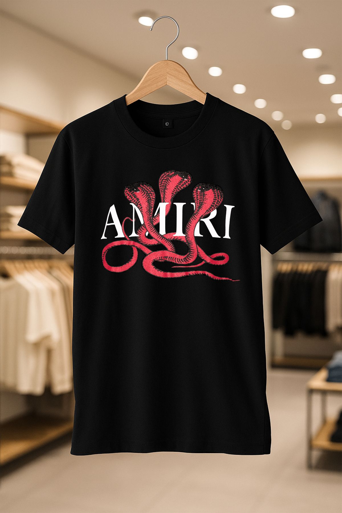SELF CONTROL Kızıl Yılan Baskılı Oversize Unisex %100 Pamuklu Nefes Alan Kalin Kumaşlı T-Shirt