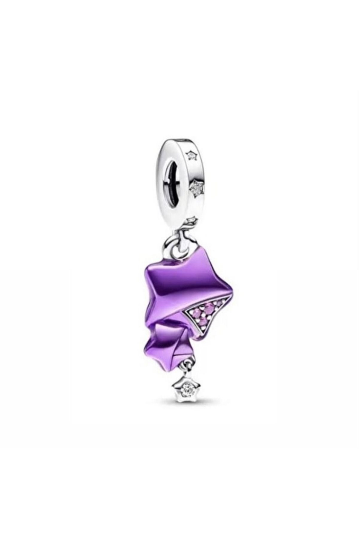 Violet Takı 925 Ayar Mor Yıldızlı Taşlı Charm