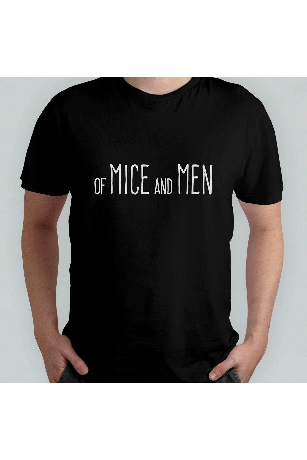 Pixxa Of Mice And Men Unisex %100 Pamuklu Bisiklet Yaka T-Shirt Model 2